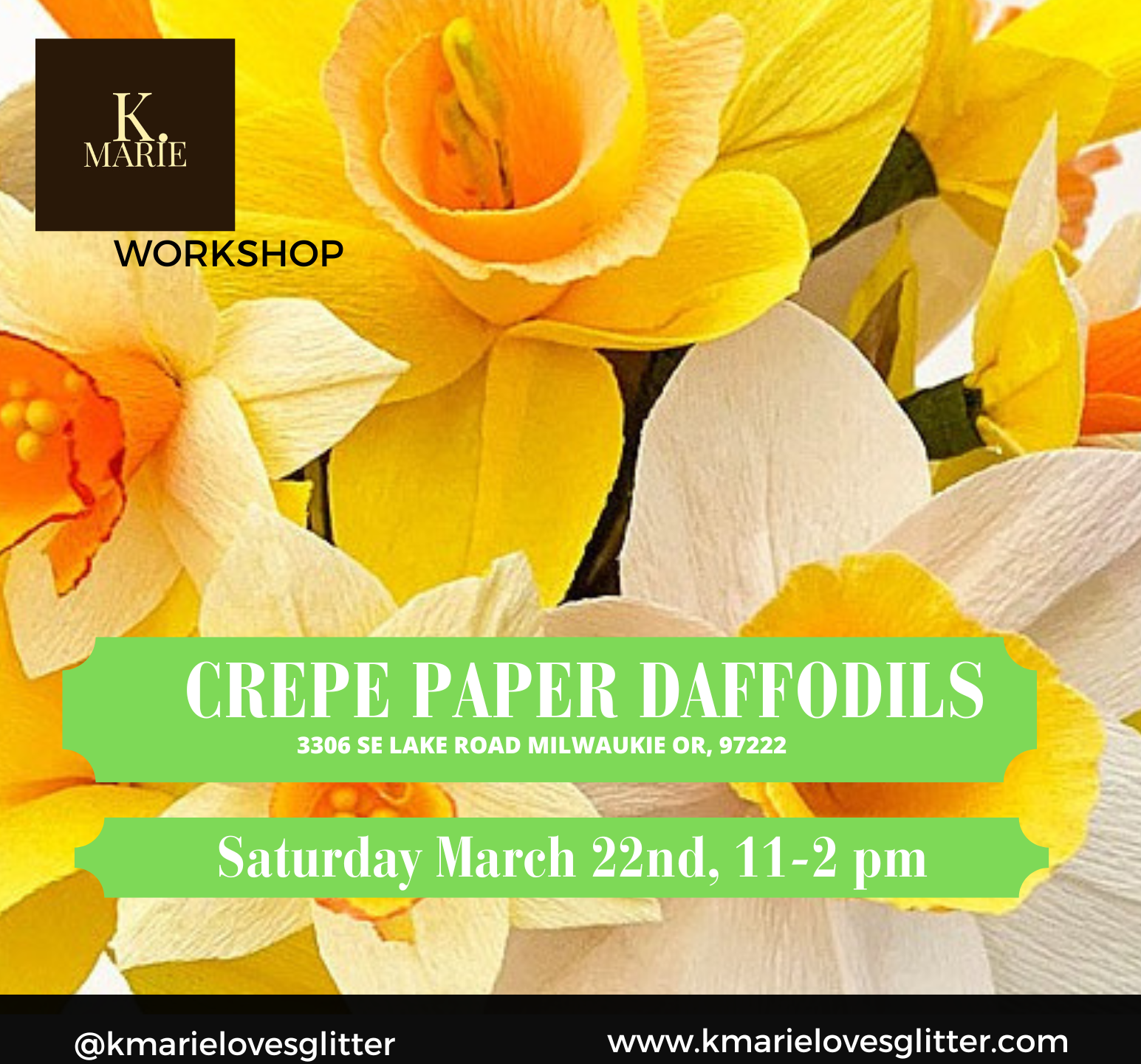 Crepe Paper Daffodils with K.MARIE on Saturday March 22nd 11-2 pm