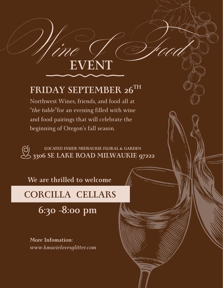 Wine & Food Pairing Workshop with Corcilla Cellars on Friday September 26th 6:30-8:00 pm