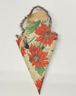 Load image into Gallery viewer, Poinsettia Tussie Mussie  Vintage Tinsel Ornament-Double sided
