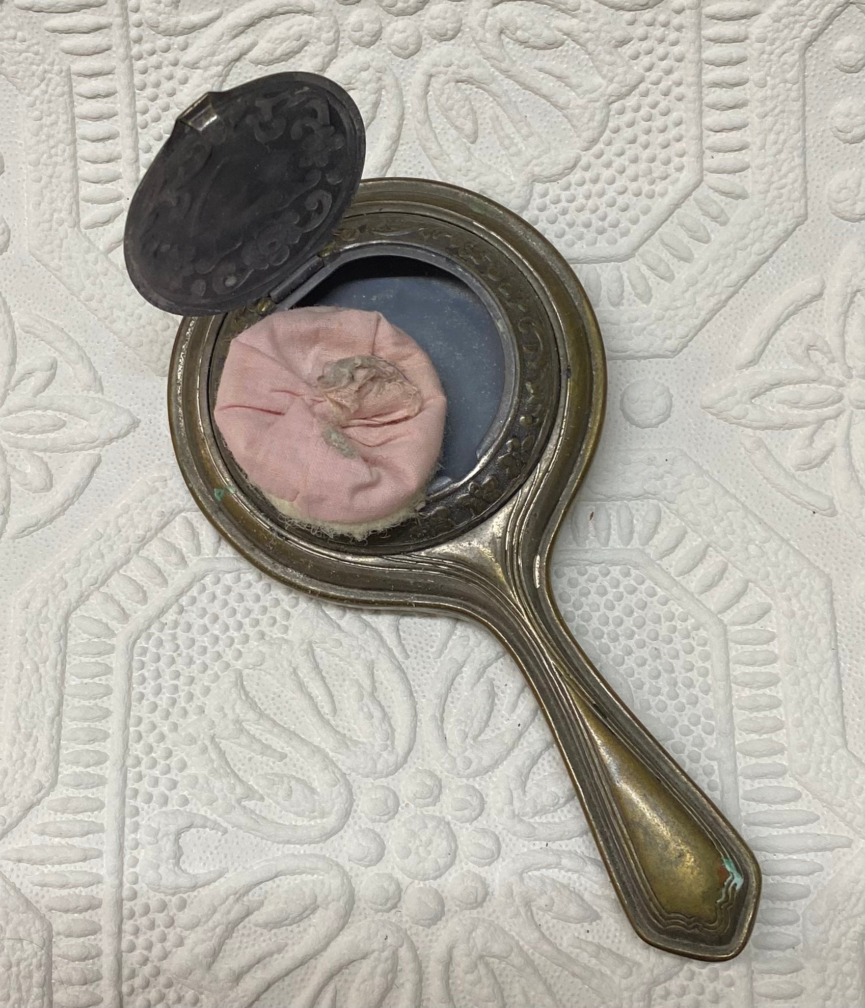 Small Brass Hand Mirror/Powder Compact