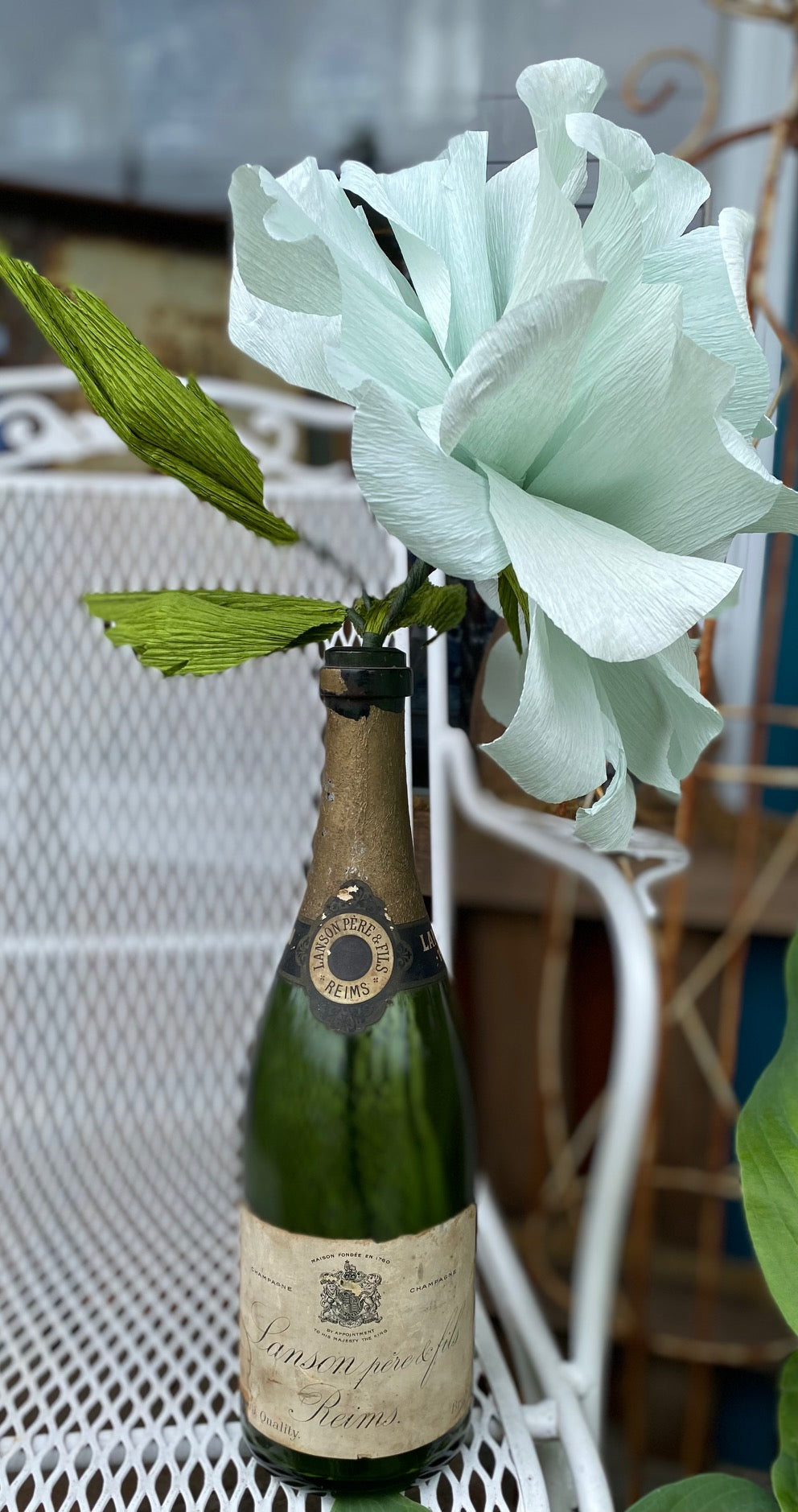 Gorgeous Crepe Paper Rose and a Little Bubbly to toast the Lake "Rose" Festival June 1st